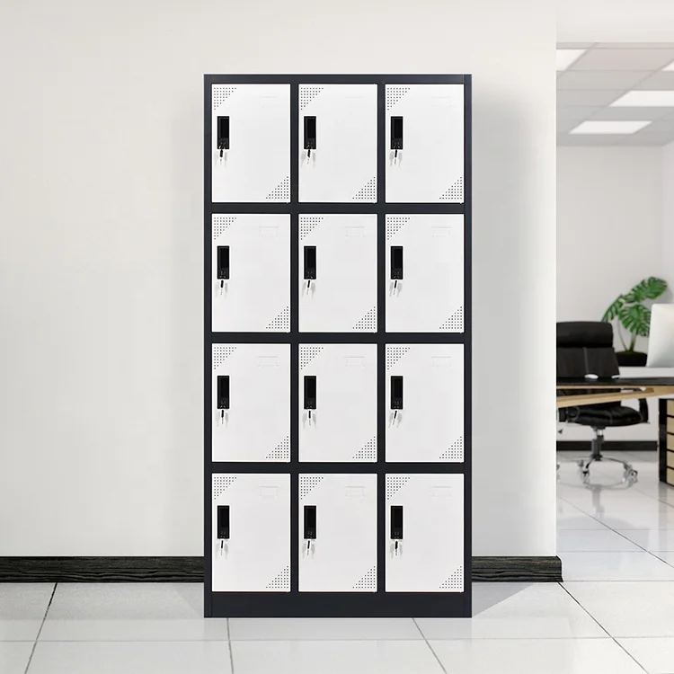 Modern Design Gym Locker Cabinet with 12 Doors Lockers Metal Steel Storage