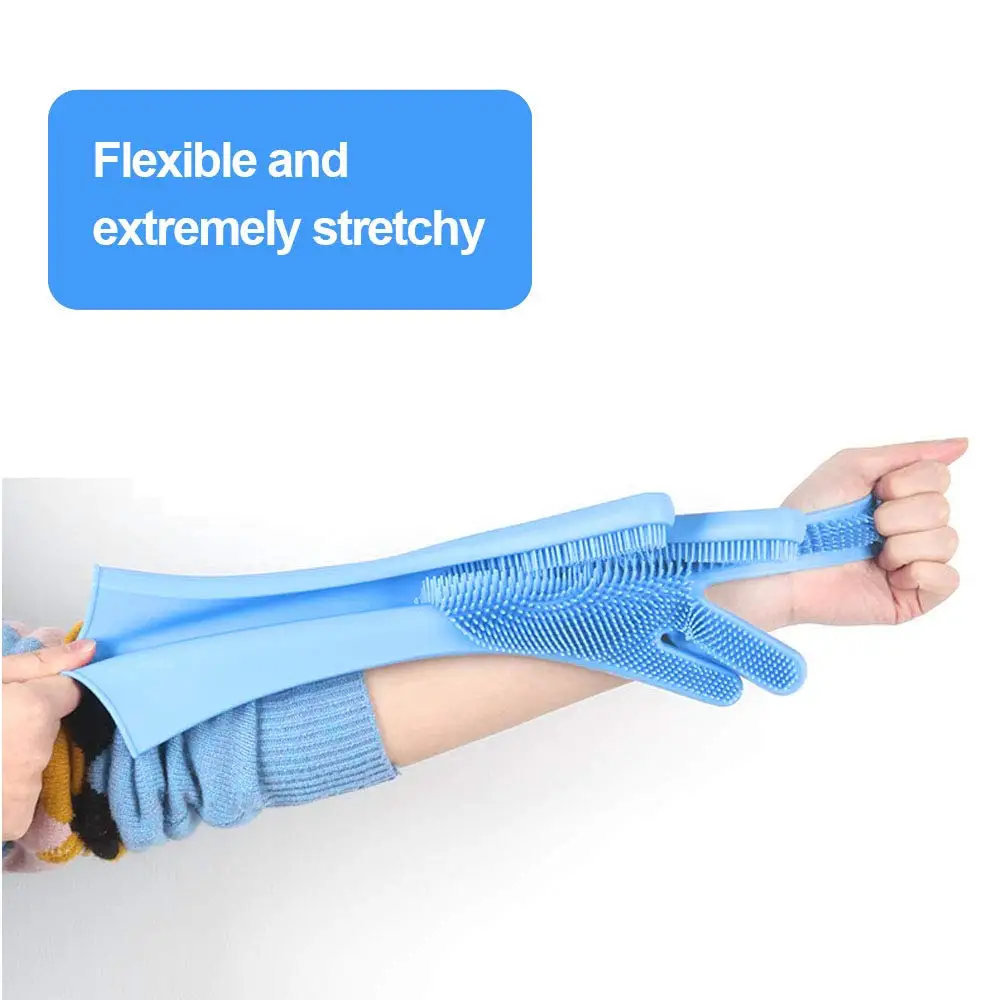 Cleaning Heat Resistant Dishwashing Mitten Set soft safety  Magic Silicone Gloves For Kitchen