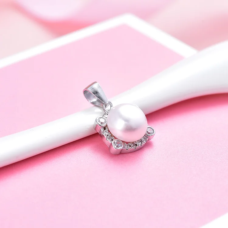 European Style Fashion 925 Sterling Silver Pendants 3A Cubic Zirconia Freshwater Pearl Mounting Pendant