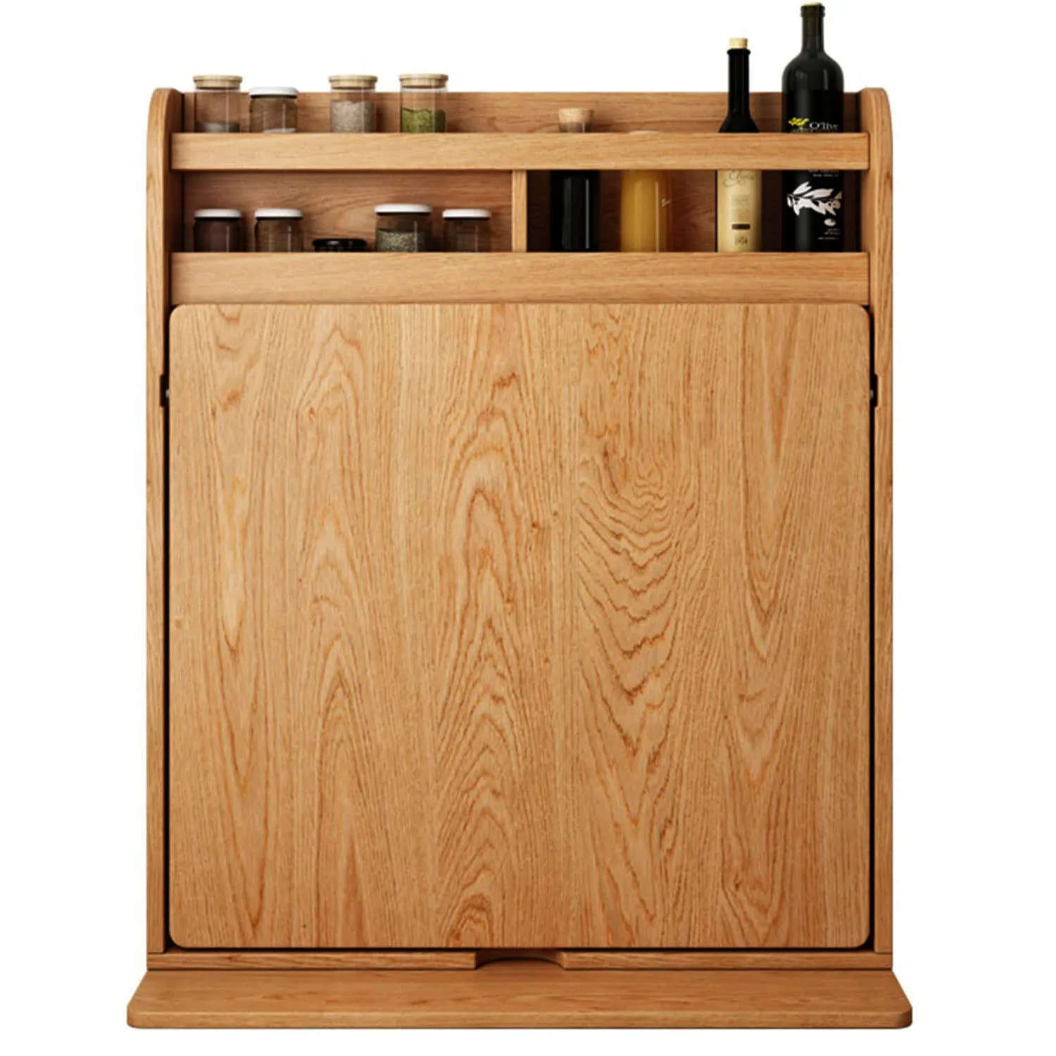 Multifunction Dining Room Furniture Solid Wood Foldable Wall Table Space Saving Retractable Wooden Table With Storage Rack