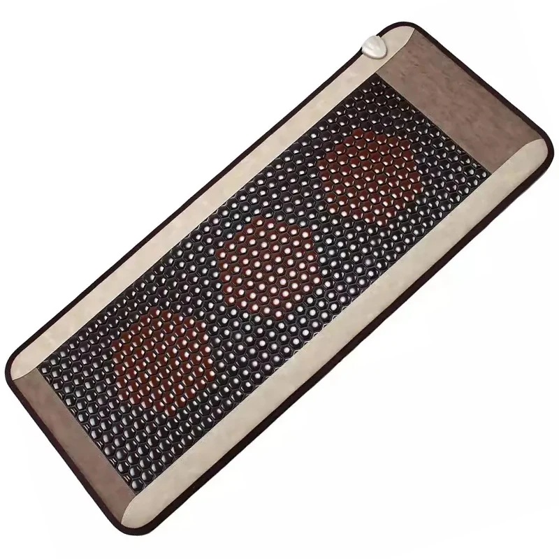 Mattress Jade Massage Bed With Heat Therapy of Stones Tourmaline - Negative Ions - Mesh Mat With Adjustable Timer & Temperature