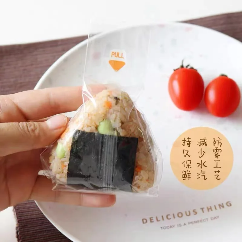 Безопасные пищевые пластиковые пакеты BOPP для onigiri треугольный рисовый шар пленочный пакет Бесплатная доставка в Россию