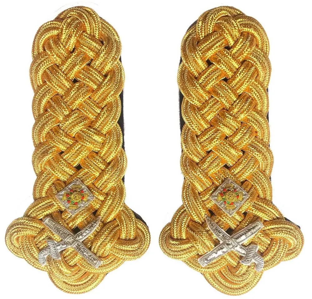 MAJOR GENERAL Shoulder Board Gold Wire Crown Crossed sword & Baton