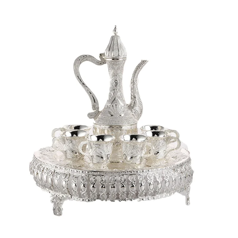 Hot Sale Ethiopian Metal Coffee Tray Set with Cup and Saucer