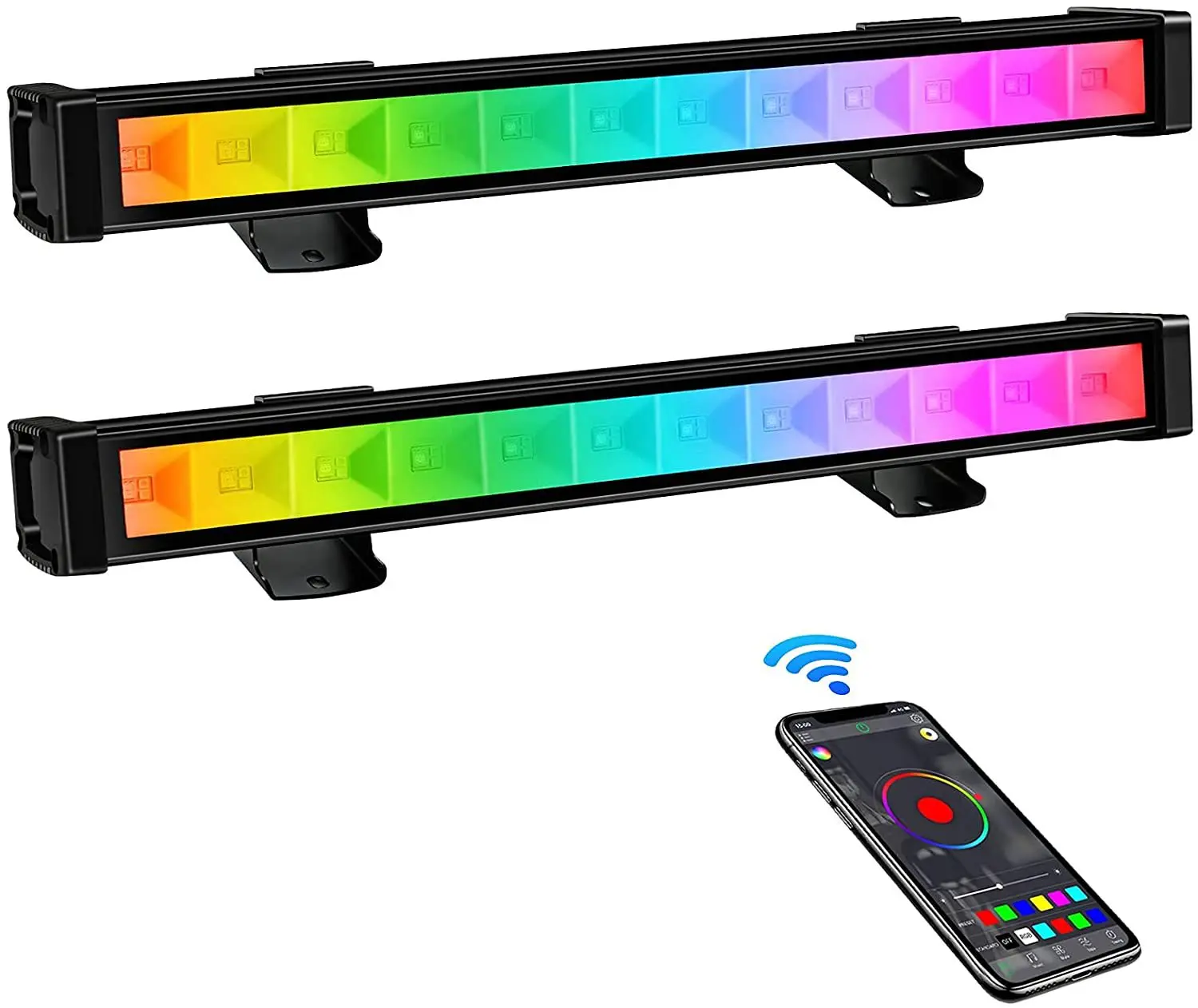 Wash Lights 2 Pack, Smart APP Control Dj Stage Lights Bar, 45W 36 LED RGBW Outdoor Waterproof Dimmable Wall Washer Lighting