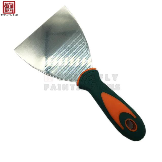 
CTSC002 Top quality 3inch rubber handle stainless steel mirror polishing scraper putty knife for paint roller or paint brush 
