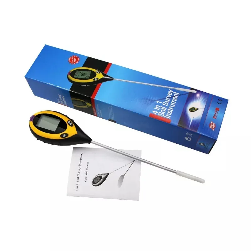 4 in 1 Temperature Sunlight Tester Sensor Digital Soil Ph Moisture Meter For Gardening Plants Farming