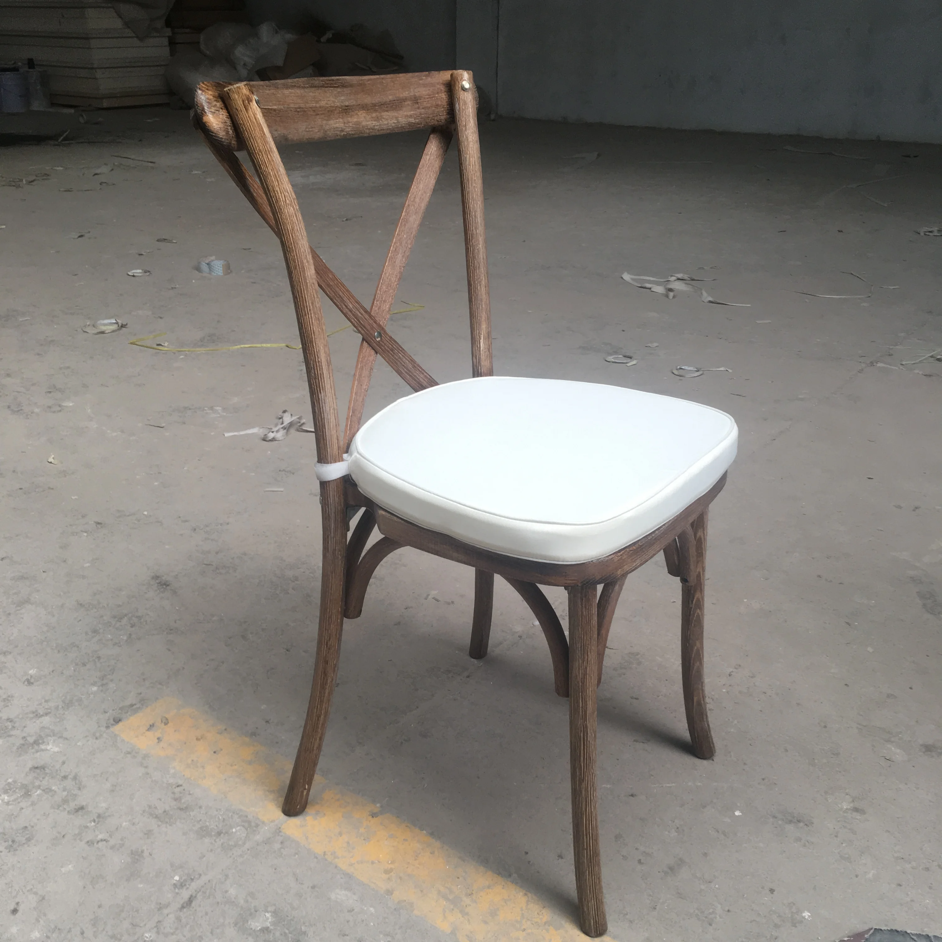 2020 Eventfur wood antique cross back event chair with soft seat cushion
