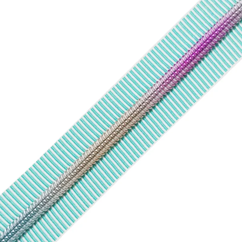 #5  green stripe nylon zipper