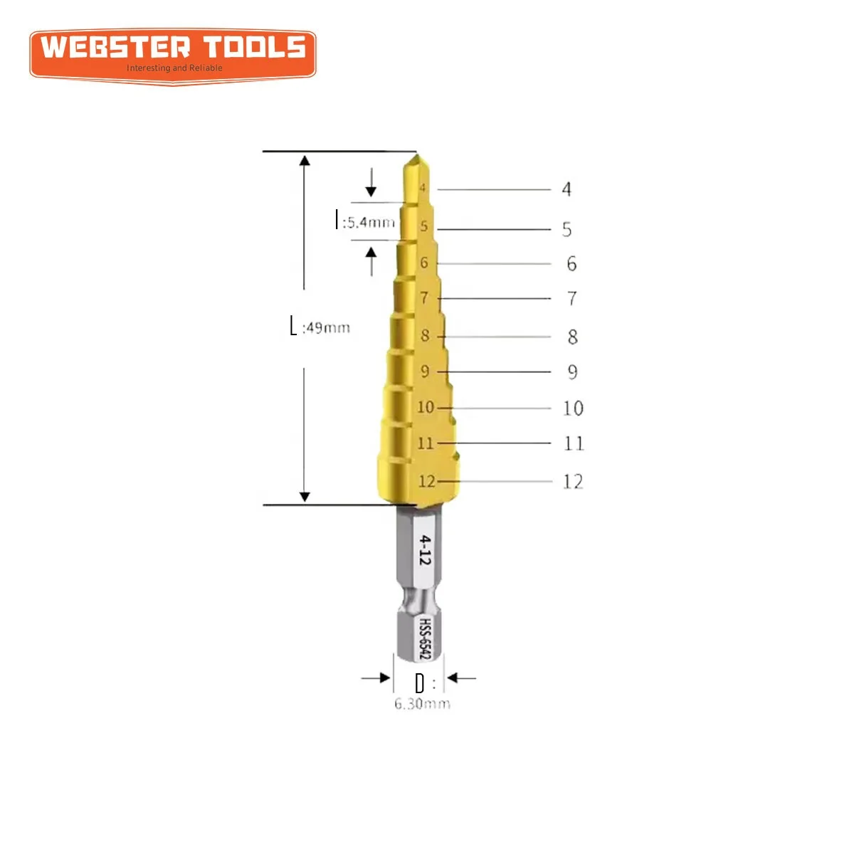 HSS-E multi-purpose M2 stepped drill set 118 degree straight flute hex shank metric step drill bit for steel