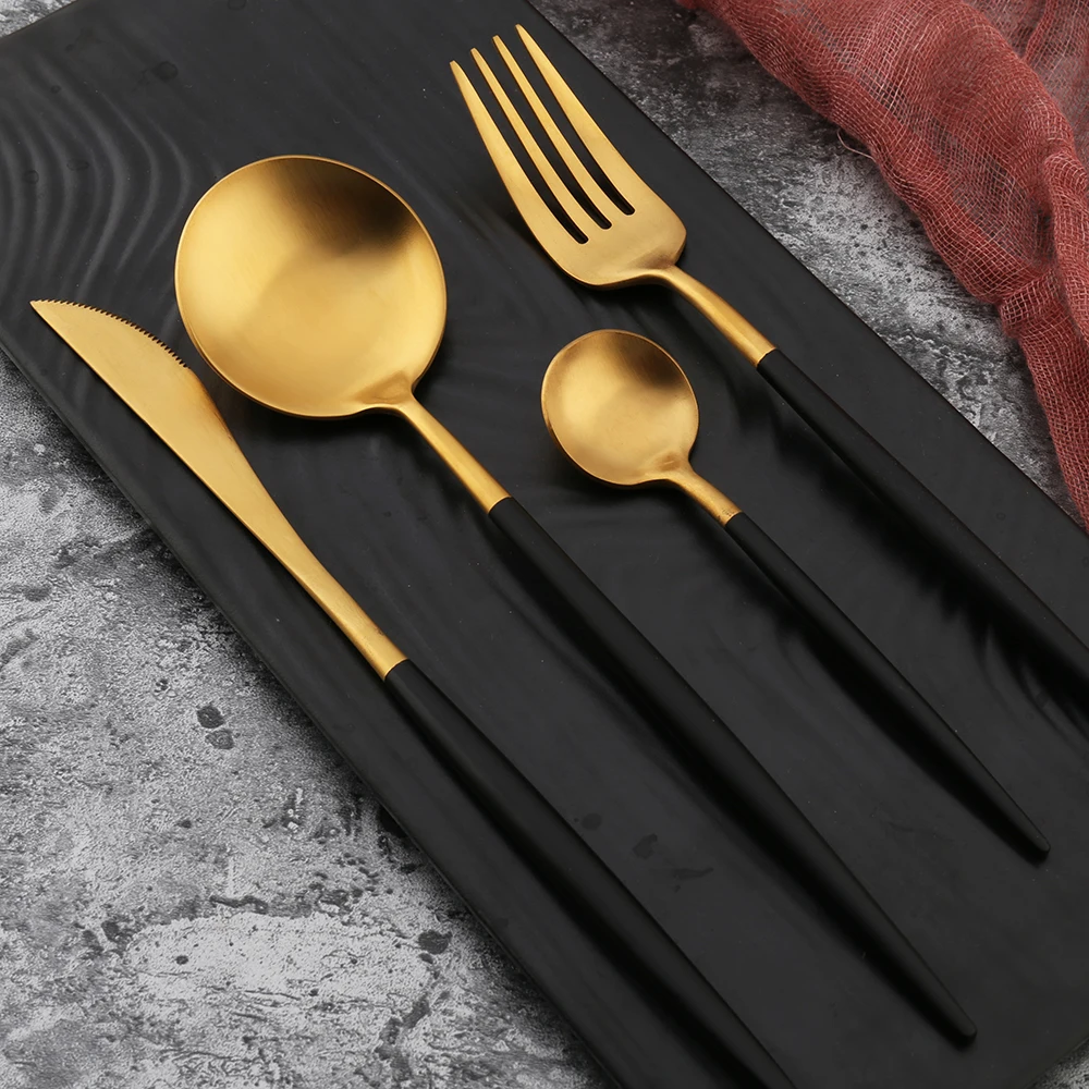 Custom stainless steel flatware spoon fork knife 4 pieces cutlery set