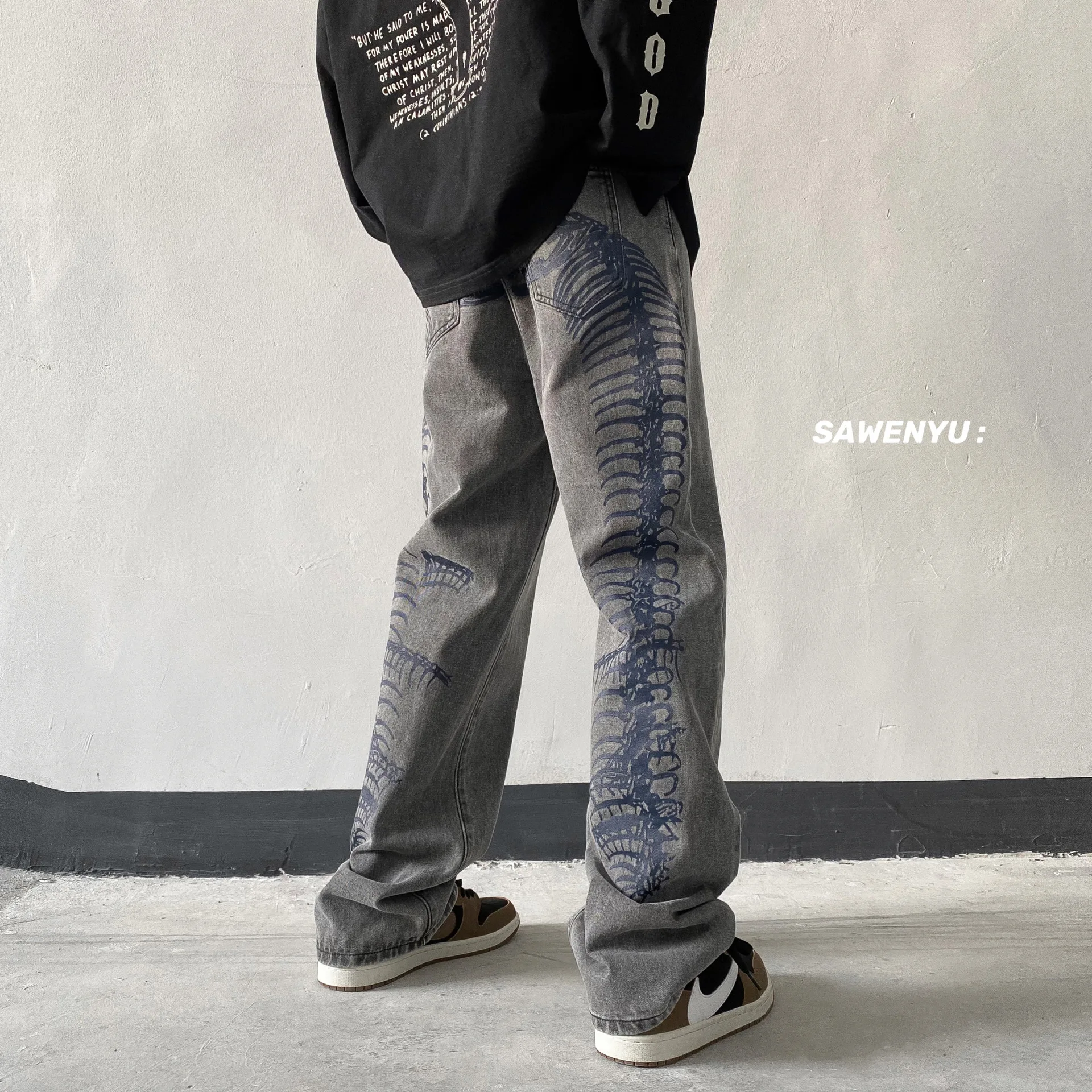 Purple brand Ripped denim jeans meFor men Stretch Trousers Blue Ripped Pants Elastic High Quality Brand Slim Jeans