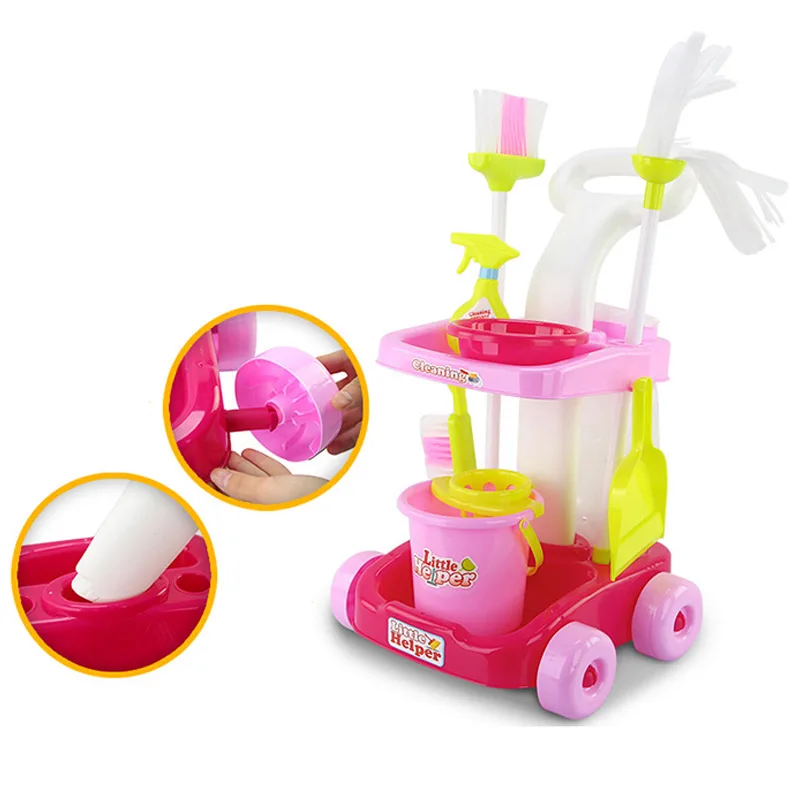 Обучающий игровой прибор ролевая игра инструмент для уборки игрушка тележка пластиковый набор детей