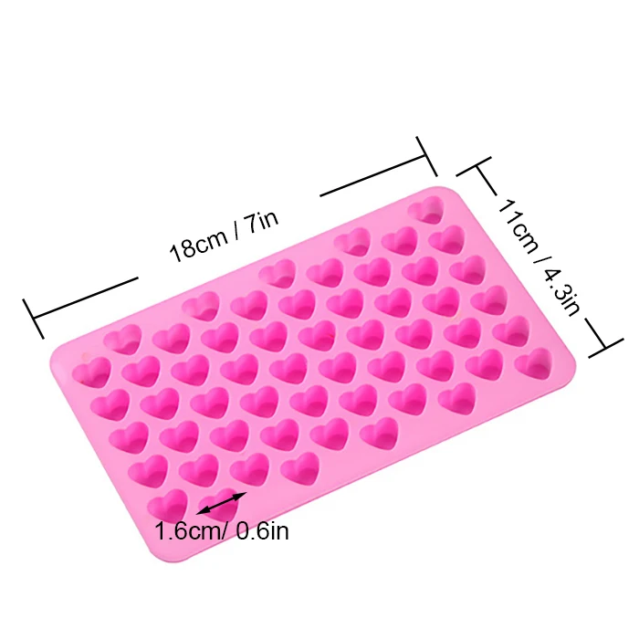Eversoul 55-Cavity Silicone Reusable Candy Chocolate Molds Mini Heart Shaped Silicone Molds For Cake Tools