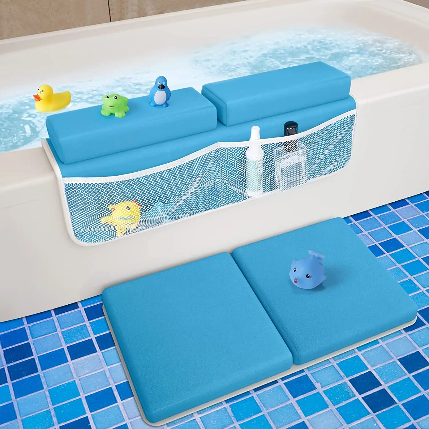 Hot sale Baby Bathtub Anti-slip Kneeling Mat Bath Kneeler with Elbow Pad Rest Set Knee Pad with Strong Suction Cups