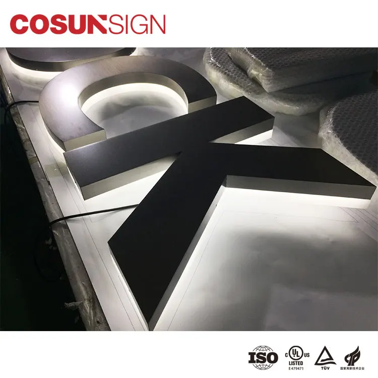 Cosun 3D Acrylic Led Backlit Embossed Personalized Aluminum Logo Signage