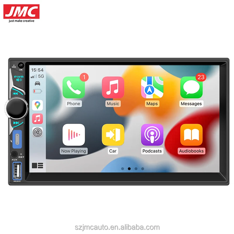 JMC 7Inch 2Din MP5 Wince System Car Radio FM Wired Android Auto CarPlay Mirror Link Colorful Button Steering Wheel Control