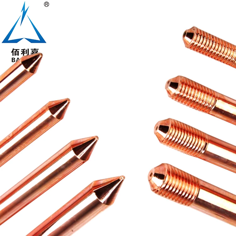 
High Electrical And Thermal Conductivity copper bonded earth rod, pure copper earth rod for earth system  (1600315073590)