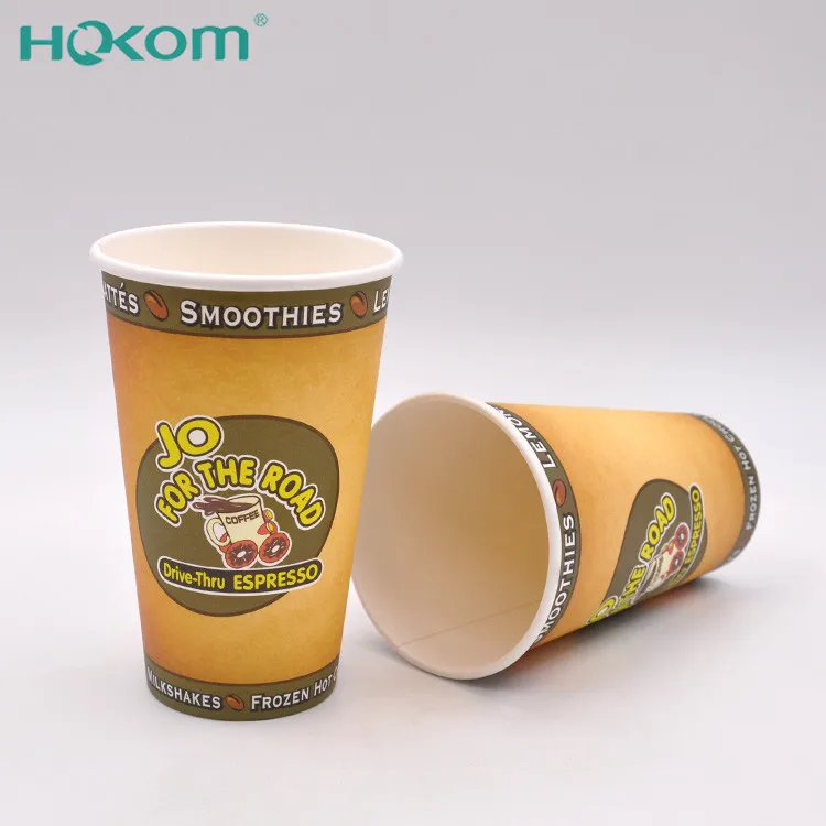 High quality eco friendly disposable single wall coffee paper cups with lids