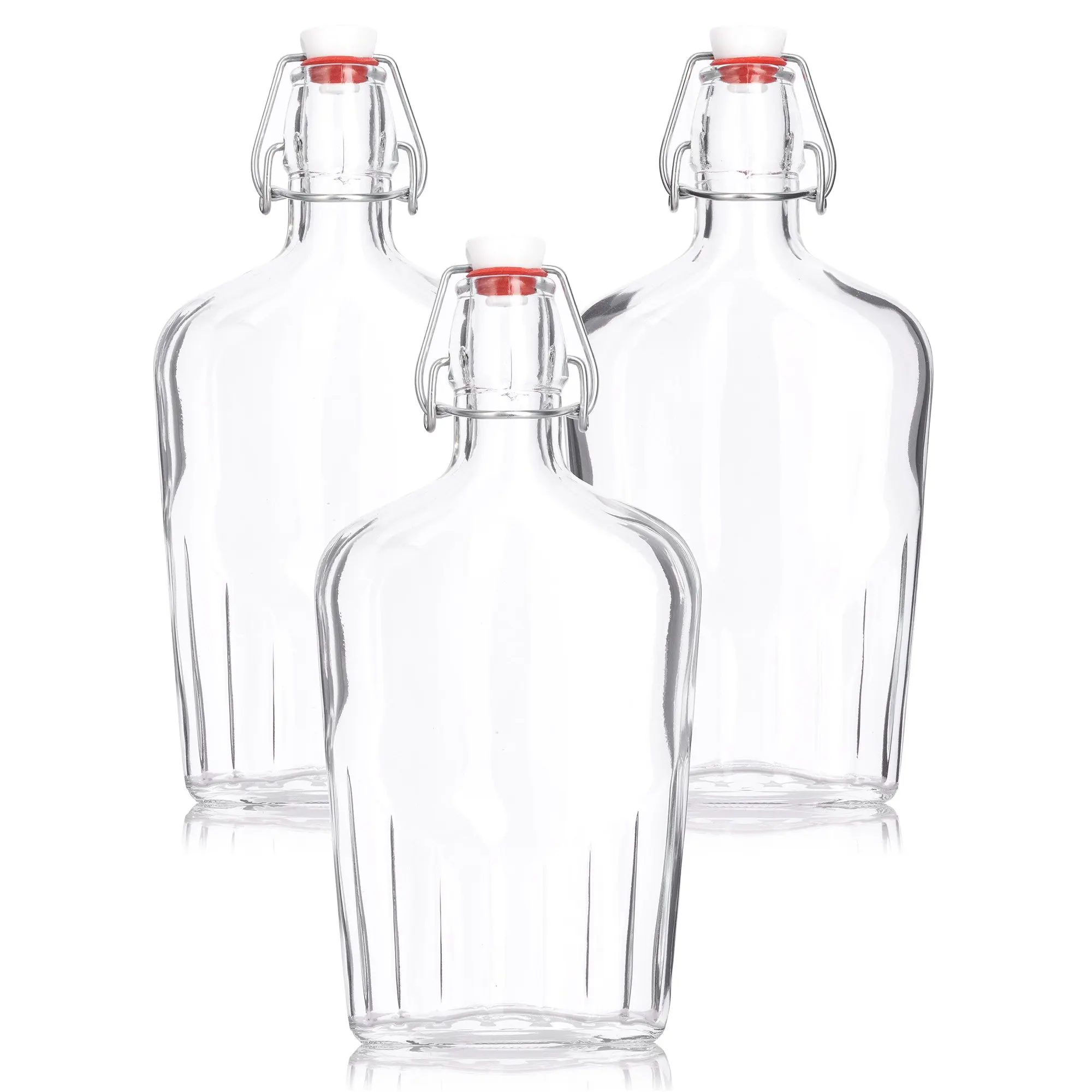 Wholesale Italian Vintage Style Swing Top Flask Glass Bottles 250ml 500ml for Flavored oils Vinegars Sauce