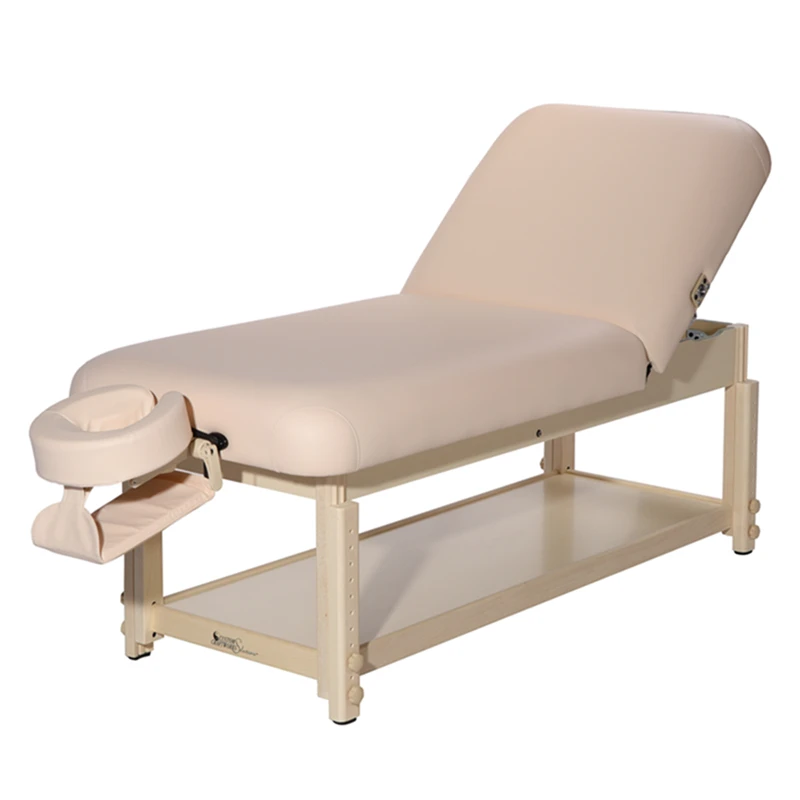 Heavy duty wooden adjustable stationary facial massage table china beauty spa salon bed sale