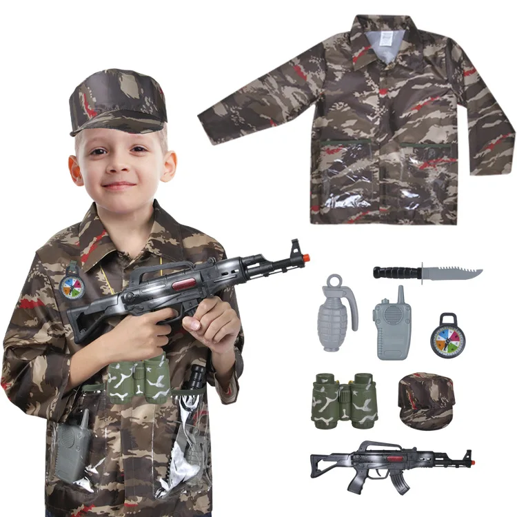 Top Pick Children Field Camouflage Costume Halloween Kids Professional Costumes 3-8 Y Children Military Clothing