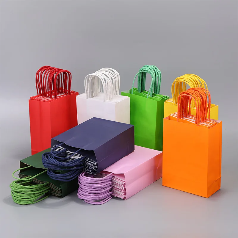 Customized printing eco friendly boutique retail gift party fashion shopping kraft paper tote handbag with cotton rope handles
