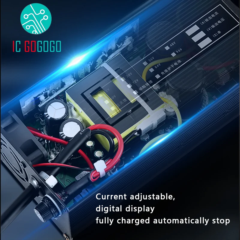 48V 58.4V 72V 60V 67.2V 84V 87.6V Li-ion LiPo Lifepo4 Lithium Battery Charger Curren Adjust 8A 5A Fast Charge ebike 16S 20S 24S