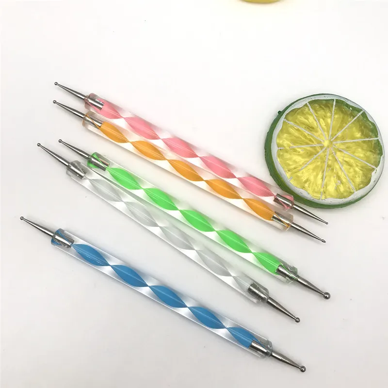 YRX W065 5 шт. вихревая ручка для дизайна ногтей, Профессиональный двухсторонний инструмент для точечного дизайна ногтей