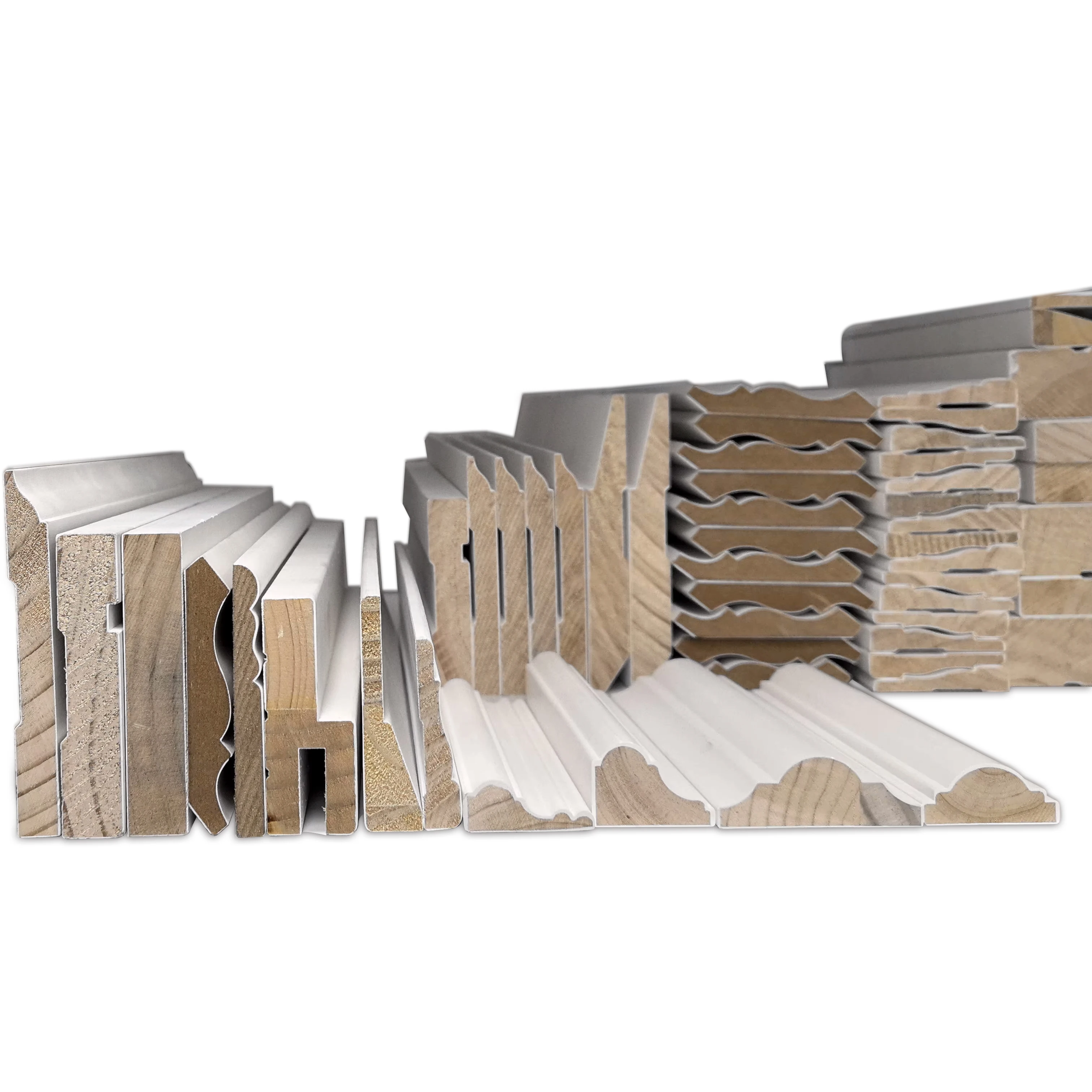 Образец белой грунтовой сосновой древесины молдинги MDF окрашенные водонепроницаемый декоративный плинтус