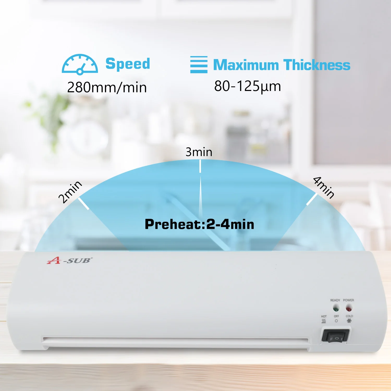 Cold and Hot Thermal Laminator Machine A4 Office Photo Laminator