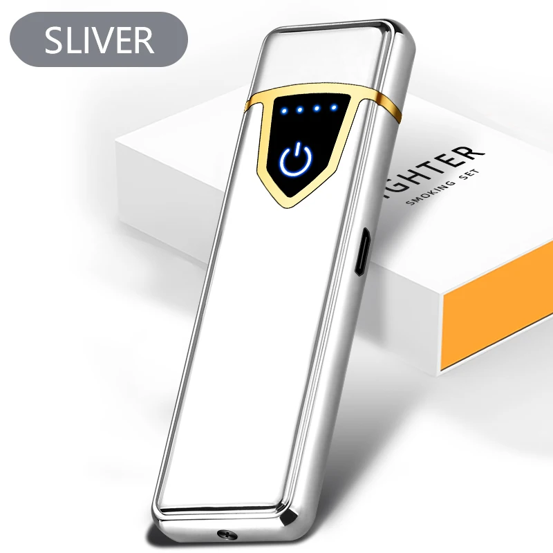 Мини-USB перезаряжаемая зажигалка с сенсорным зажиганием, ветрозащитная беспламенная зажигалка, легкая плазменная Зажигалка для парней, подарки для отца