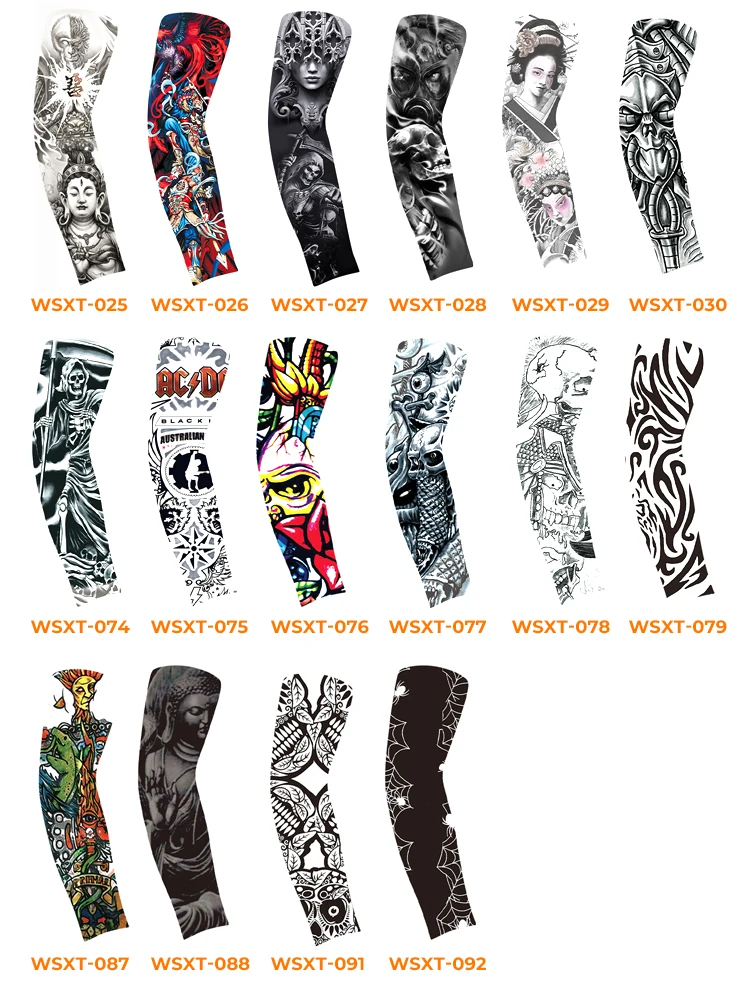 Wholesale Personalized Nylon Sunscreen Anti UV Fashion High Elastic Large Size Breathable Ice  Sleeves Tatoo Arm Sleeve