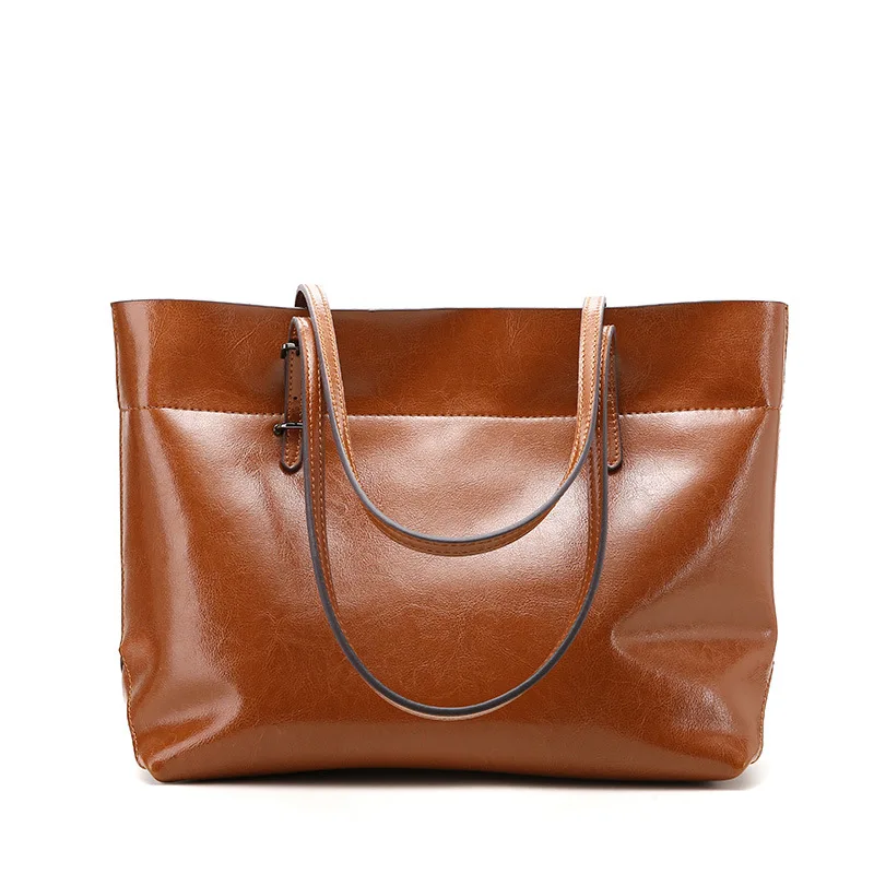 2021 Fashion Genuine Leather Women Shoulder Bags Wholesale Shopping Bags Portable Leather Bags Simple and Practical Ladies Big B
