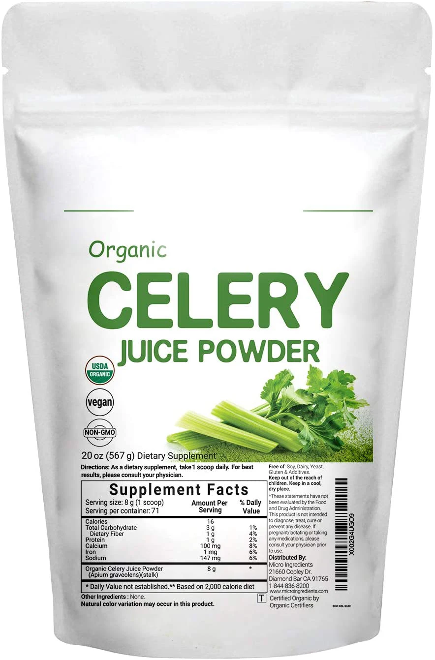 Органический порошок сока сельдерея 20 унций детоксикация повышает энергию иммунной системы и поддерживает внутривенное здоровье витамин