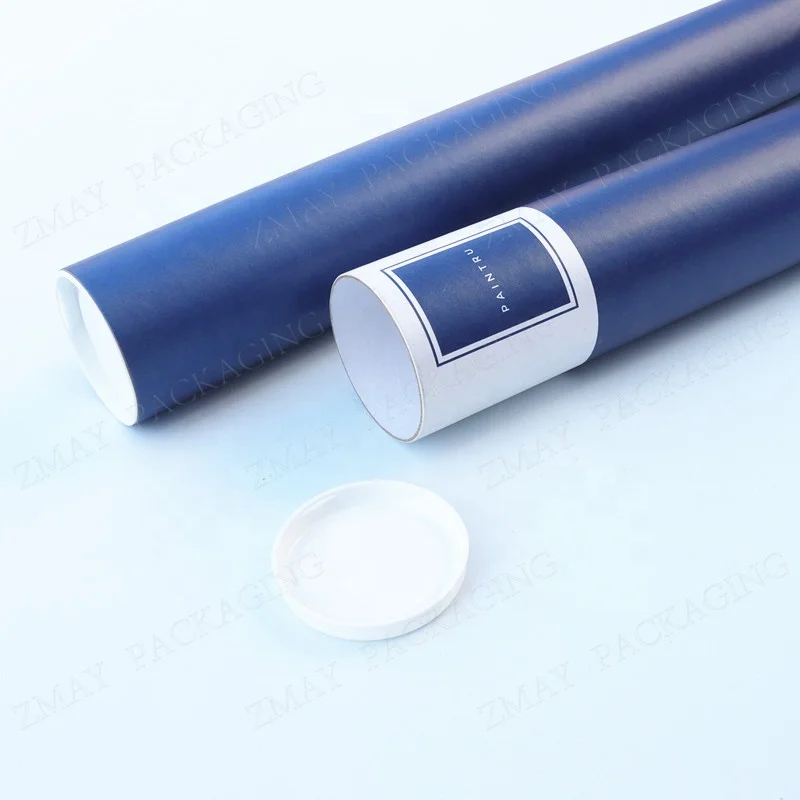 Handmade Rigid Cardboard Poster Tube Shipping Paper Tube A1 A2 Size Poster Packaging Mailing Tube