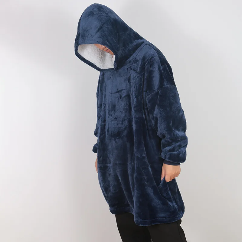 
Cozy Warm Giant hoodie blanket Snuggle Sweater with Front Pocket using flannel and sherpa 