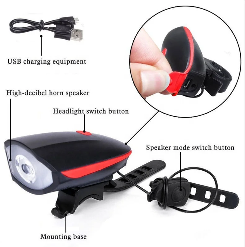 LED Bicycle lights headlights charging night riding flashlight electrified horn bicycle accessories bike light cycling equipment
