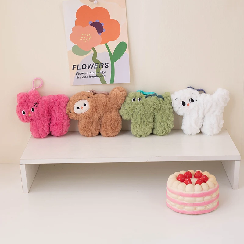 Cartoon Cute Monkey & Rabbit Plush Keychain PP Cotton Filled Pendant Bag Key Ring & Doll Pendant