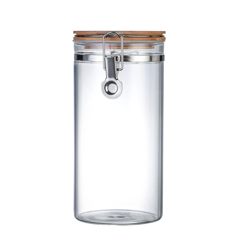 Lock design high borosilicate glass sealed jar for kitchen supplies storage food seasoning candy    Factory direct sale