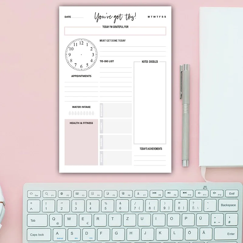 High Quality Daily Tear-off Simple Style Note Book Self-discipline Schedule Time Management Program Message Sheet