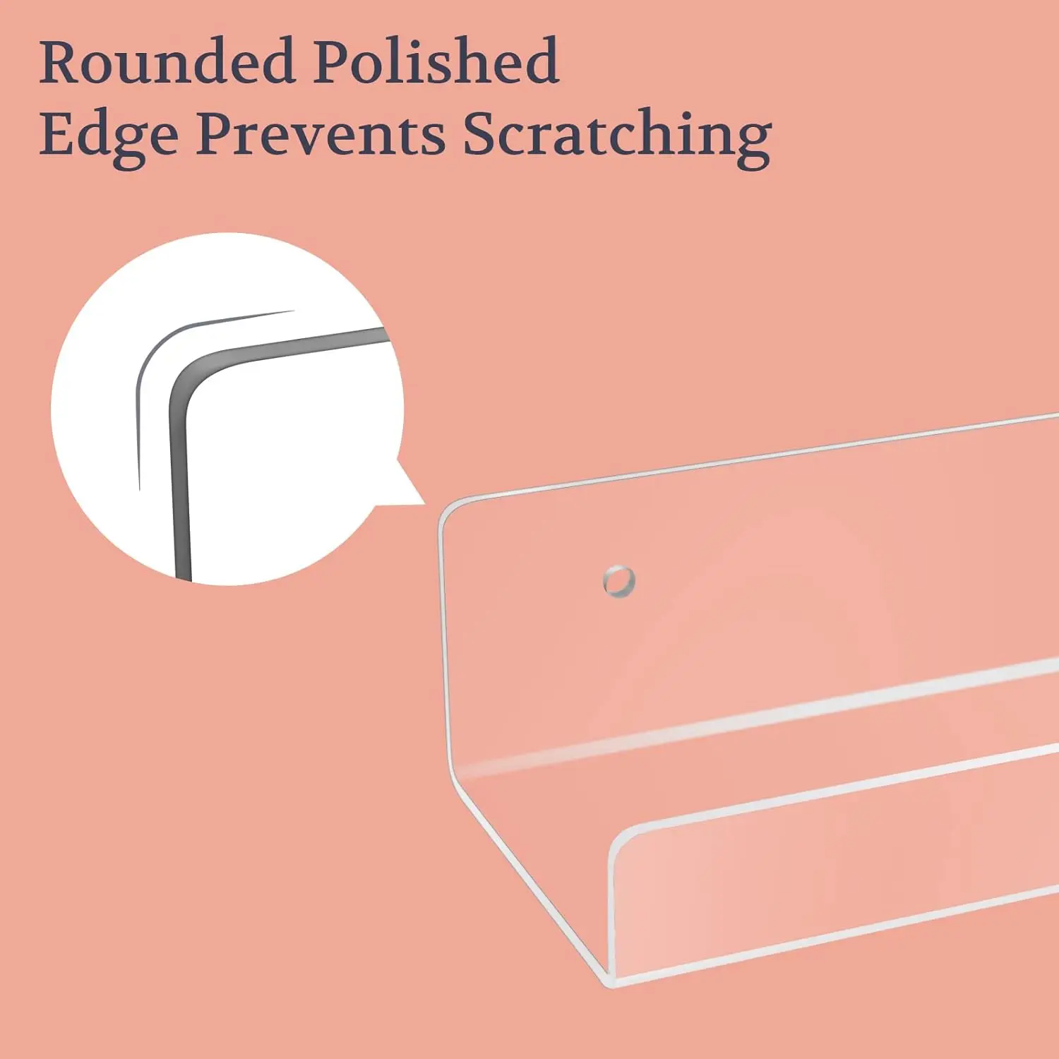 Clear Acrylic Floating Shelf 10', Invisible Wall Mounted Shelf with Cord Hole for Room Bathroom Office Display