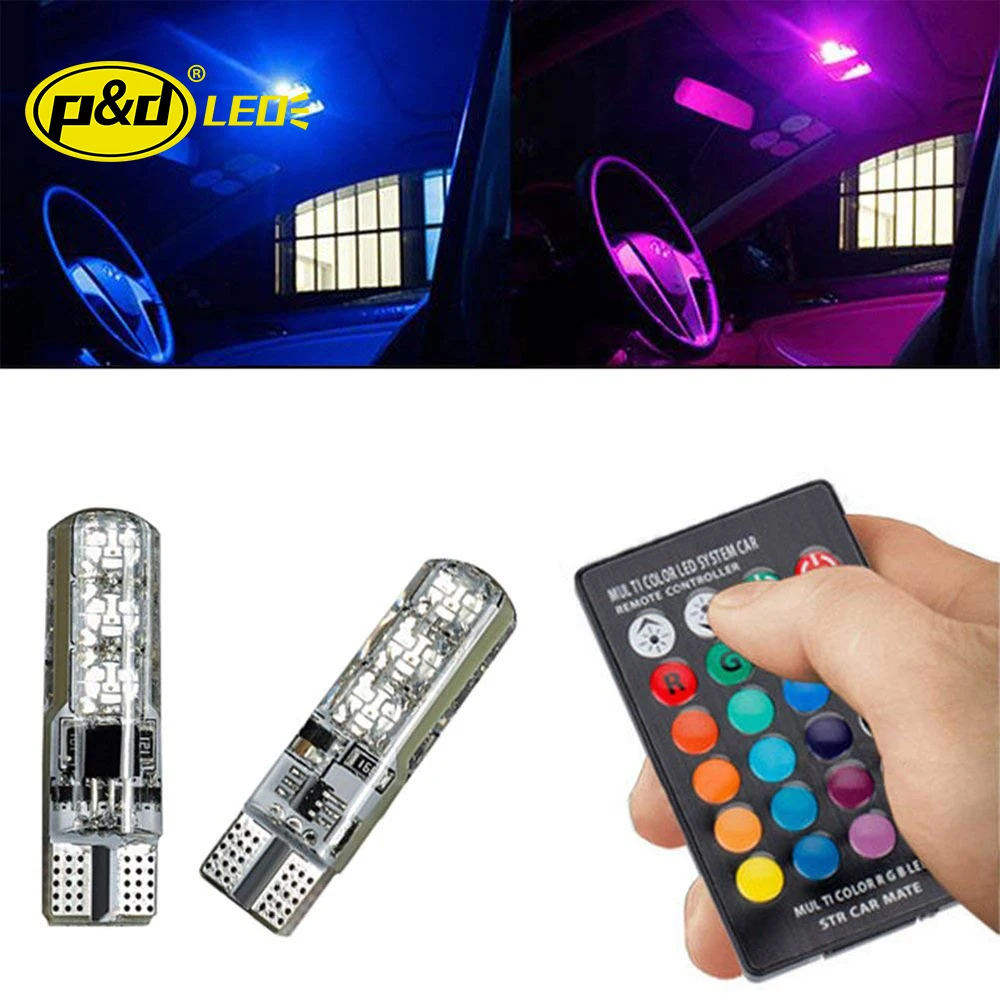 168 w5w 5050 t10 автомобильная светодиодная лампа 12 В светодиодные лампы RGB с дистанционным управлением Стробоскопическая Светодиодная лампа лампы для чтения T10
