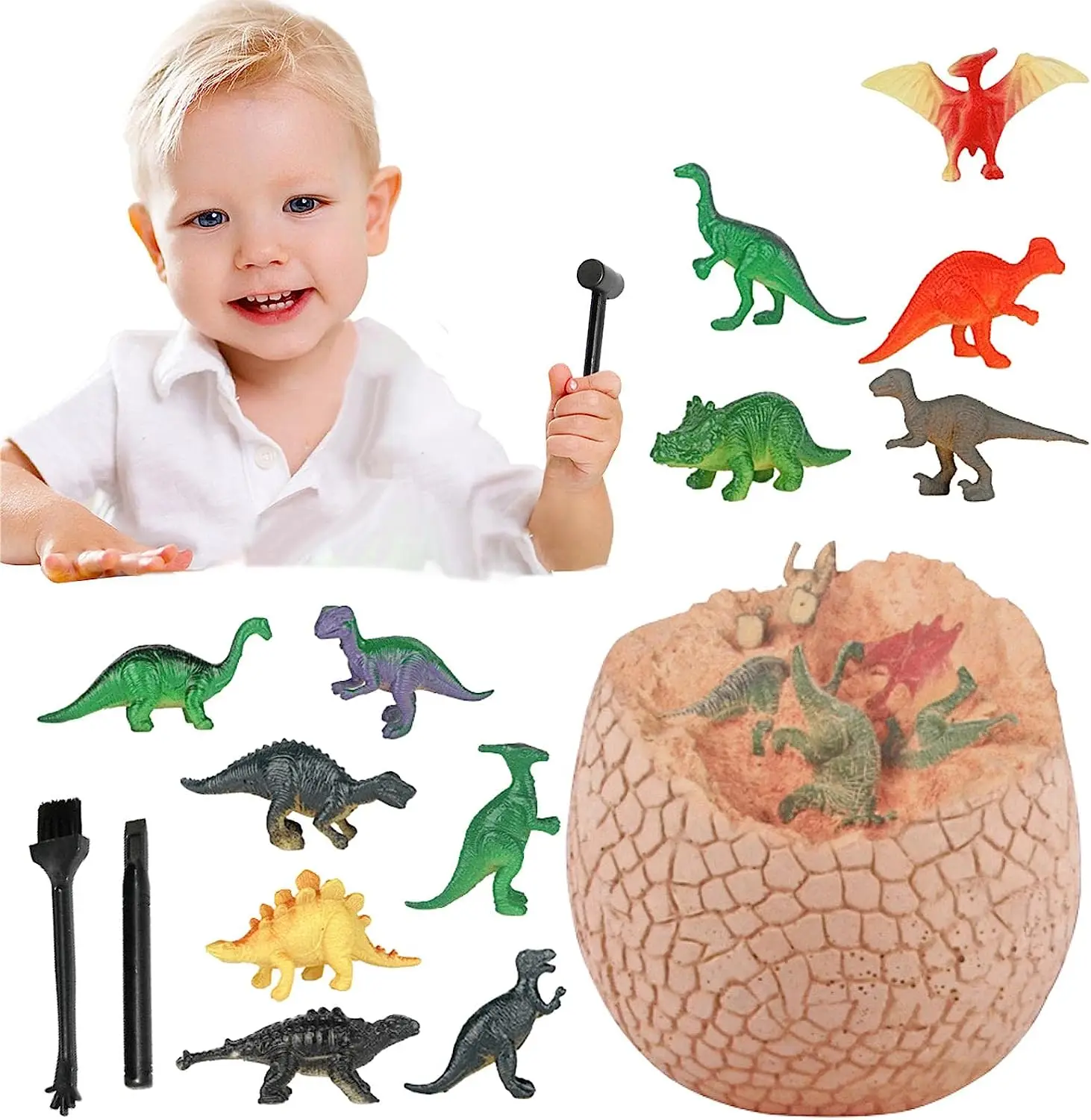 EPT Dig a Dozen Dino Eggs Dig Kit Easter Egg Fossil Break Open Unique Large Surprise Dinosaur Egg Toy