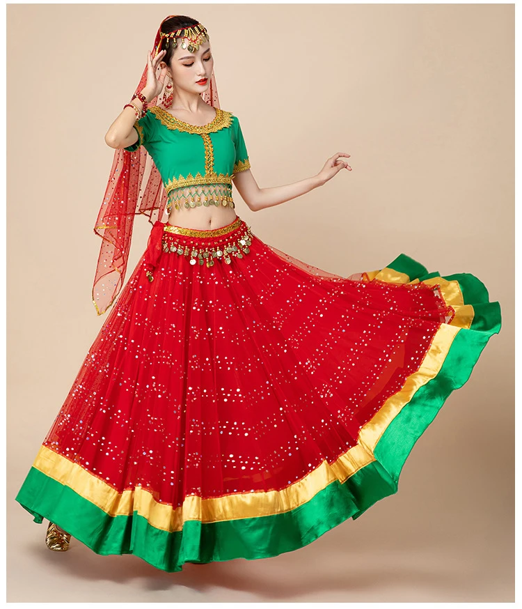 Wholesale stunning multicolored Bollywood Ballroom Belly dance Flamenco 720 degree TUTU Skirt Performance bottom for women