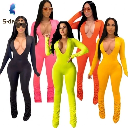 D93480 Women Jumpsuits And Rompers One Piece Jumpsuit Women New Product stacked leggings