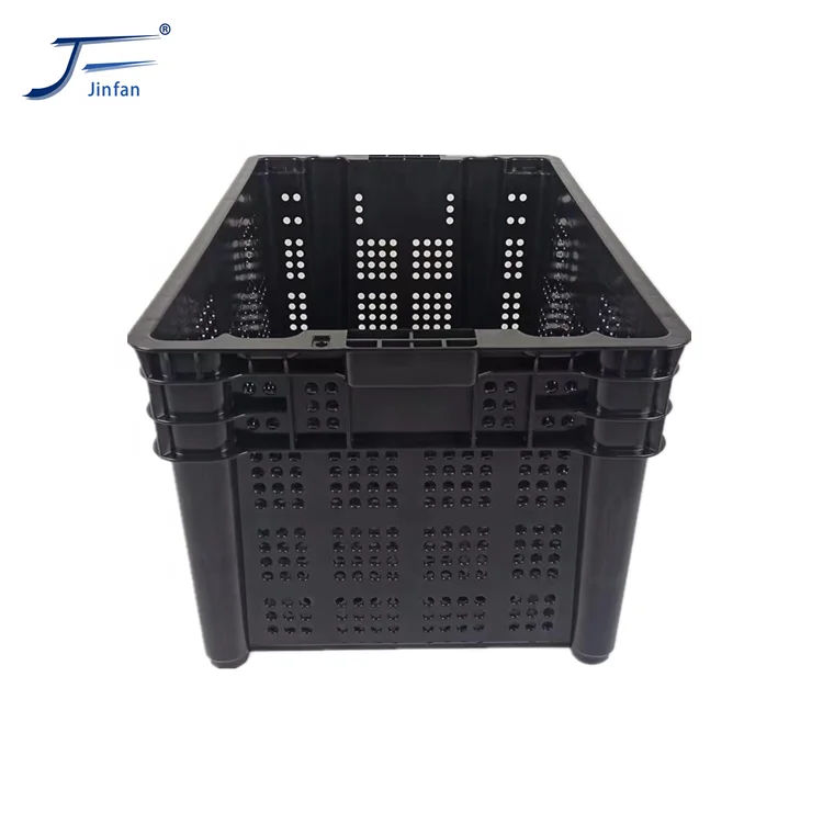 Supermarket PP PE Material Plastic Stackable Fruit Vegetable Turnover Crate