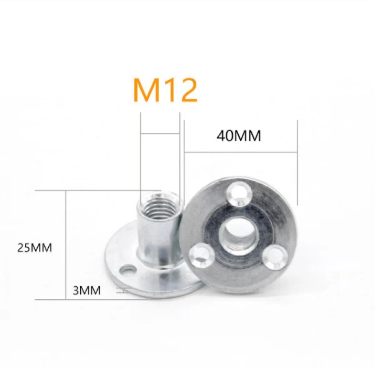 Furniture hardware M6 M8 M10 M12 three-hole round-base weld nut furniture fastener connector T nut sofa foot lock nut