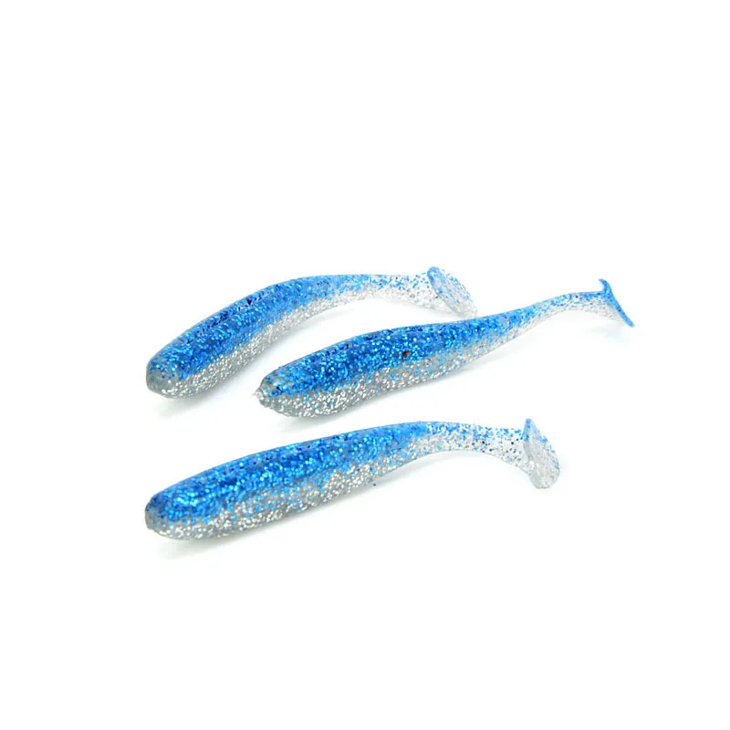 Artificial worm soft t tail fishing shad Double Color Fishing Lure