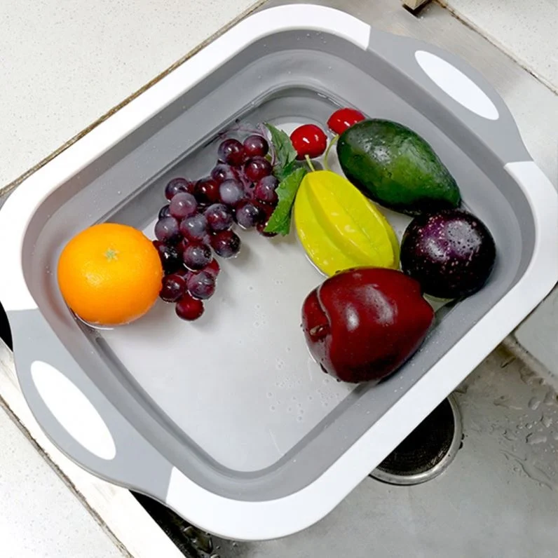 Multifunction Collapsible Board Dish Tub 3 in 1 Folding Sink Drain Basket Travel Outdoor Camp Portable Basins